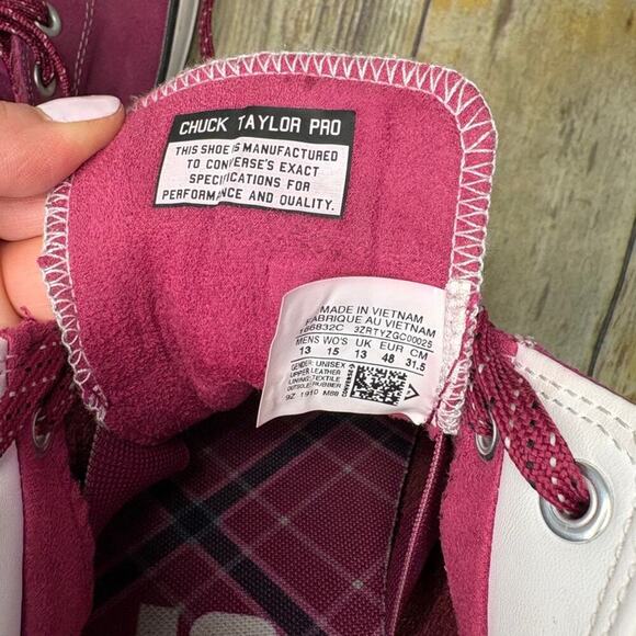 Converse CONS Chuck Taylor Pro All Star Burgundy Leather Low Top Mens Sz 13 - Picture 7 of 8